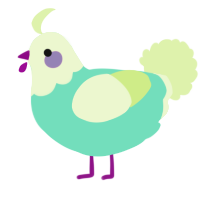A mint and apple chicken with a head pattern