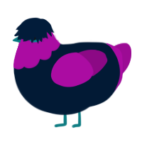 A tumblr and plum chicken with a head pattern