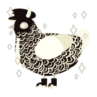 A black and white chicken with a double-lace pattern