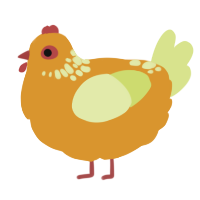 A orange and lemon chicken with a neck-speckle pattern
