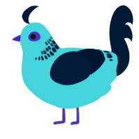 A aqua and tumblr chicken with a neck-band pattern