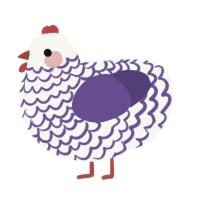 A white and overcast chicken with a lace pattern