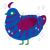 Zaggy, a ultramarine and wine chicken with a bar pattern