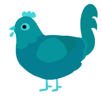 A sea and teal chicken with a head pattern