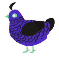 A indigo and sable chicken with a lace pattern