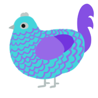 A aqua and blurple chicken with a lace pattern