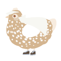A beige and cream chicken with a speckle pattern