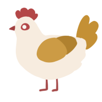 A cream and gold chicken