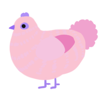 A rose and pink chicken with a bar pattern