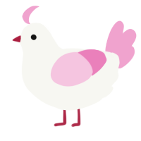 A white and pink chicken