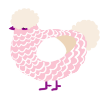 A rose and cream chicken with a lace pattern
