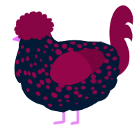 A tumblr and maroon chicken with a speckle pattern