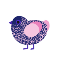 Wisteria Moon, a navy and pink chicken with a double-lace pattern