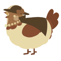 A cream and russet chicken with a head pattern