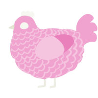 A pink chicken with a lace pattern