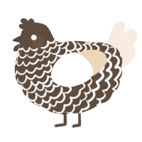 A bark and cream chicken with a lace pattern