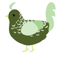 A olive and gluppy chicken with a half-lace pattern