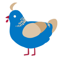 A sapphire and beige chicken with a neck-band pattern
