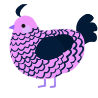 A lavender and tumblr chicken with a lace pattern