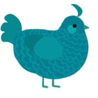 A sea and teal chicken with a lace pattern