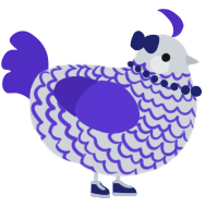 A mist and indigo chicken with a lace pattern