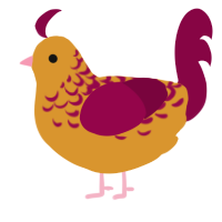 A orange and maroon chicken with a half-lace pattern