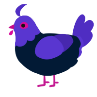 A tumblr and indigo chicken with a head pattern