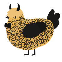 A honey and sable chicken with a double-lace pattern