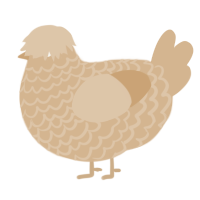 A beige chicken with a lace pattern