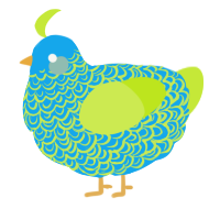 A sky and lime chicken with a double-lace pattern