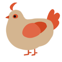 A beige and vermilion chicken
