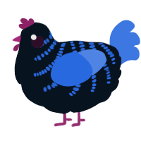 A cream and ochre chicken with a half-bar pattern
