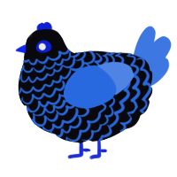 A white and ochre chicken with a lace pattern