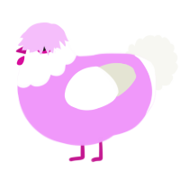 A lavender and white chicken with a head pattern