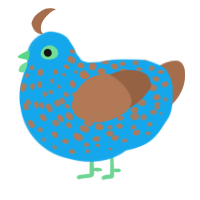 A sky and brown chicken with a speckle pattern