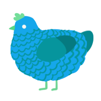 A sky and teal chicken with a lace pattern
