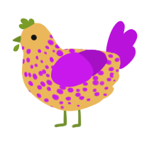 A honey and amethyst chicken with a speckle pattern