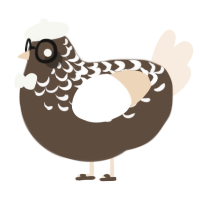 A bark and cream chicken with a half-lace pattern