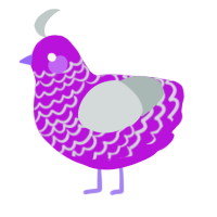 A amethyst and silver chicken with a lace pattern