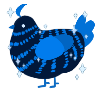 A tumblr and sapphire chicken with a bar pattern