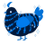 A tumblr and sapphire chicken with a bar pattern