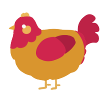 A orange and crimson chicken with a head pattern
