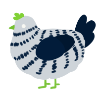 A mist and tumblr chicken with a bar pattern