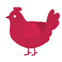 A crimson chicken with a lace pattern