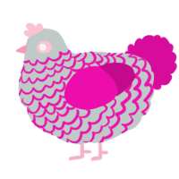 A silver and fuchsia chicken with a lace pattern