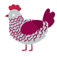 A silver and maroon chicken with a lace pattern