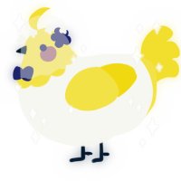A white and yellow chicken with a head pattern