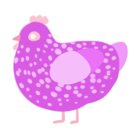 A orchid and lavender chicken with a speckle pattern