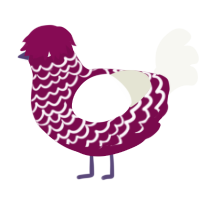 A wine and white chicken with a lace pattern