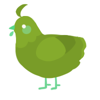 A chartreuse chicken with a head pattern